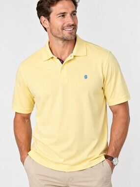 IZOD Polo Shirt Men Large Yellow NEW Advantage Performance Sport Flex Stretch